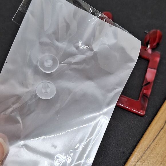 Red marble Style Crush Geometric Resin Abstract Earrings tortoise shell - Picture 4 of 4